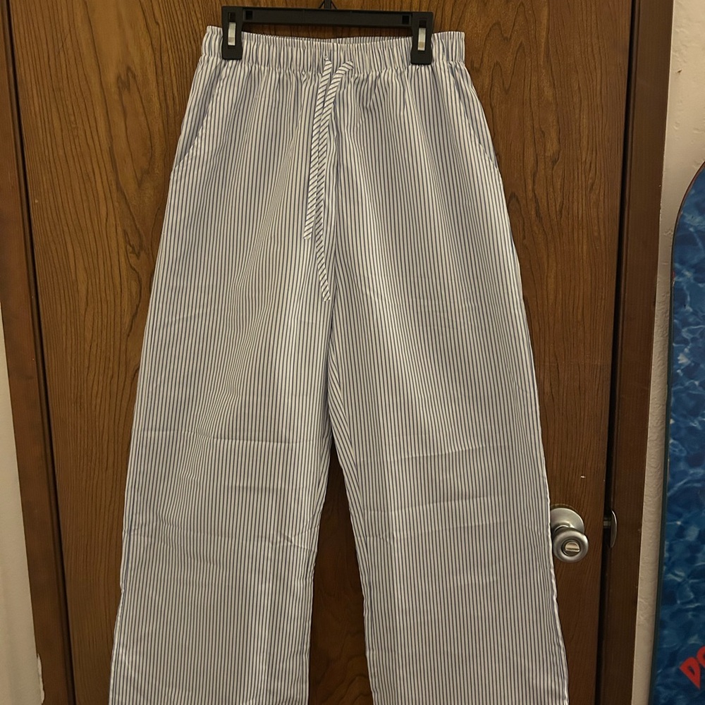 Blue and White Striped Pants